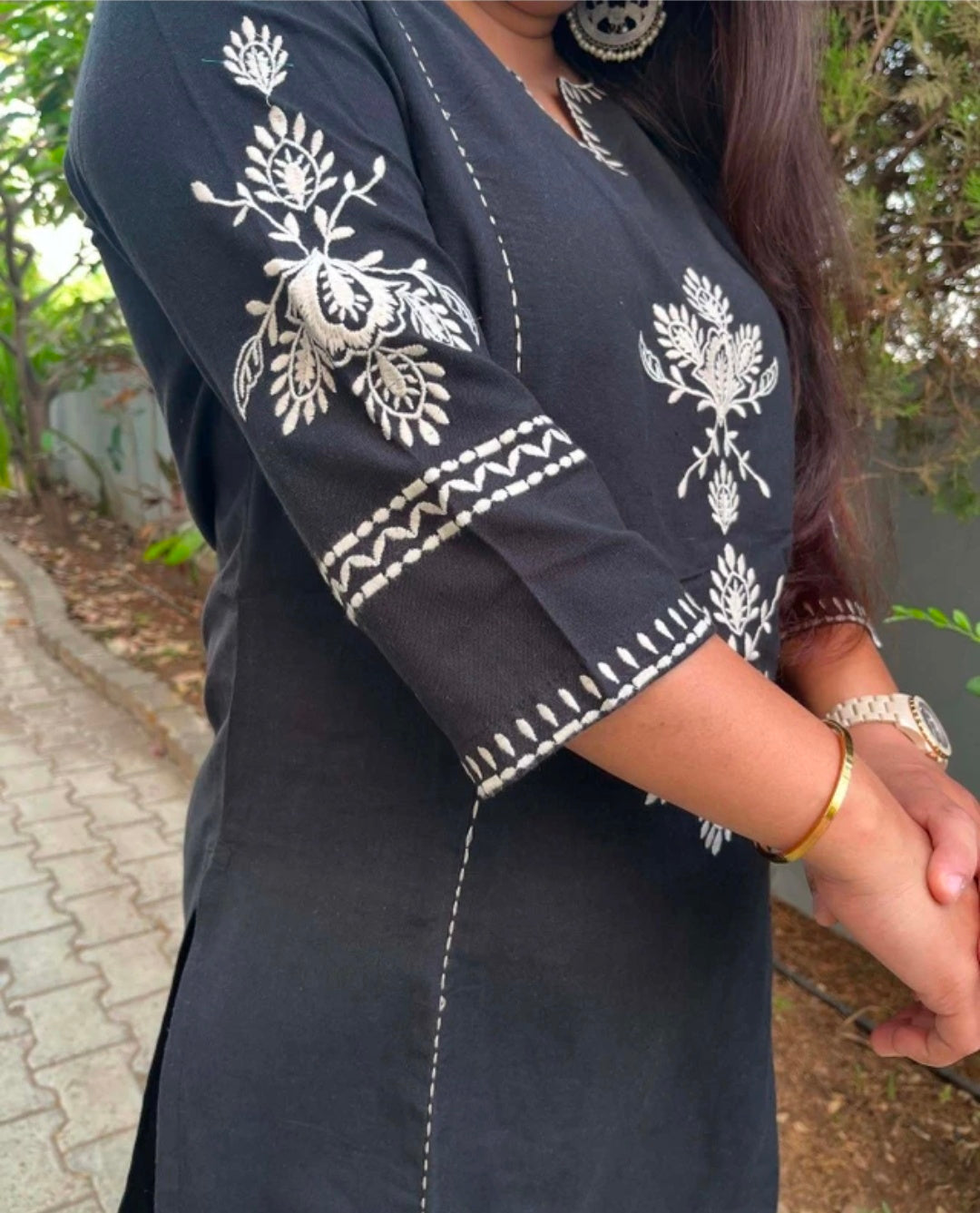 Women's White Khadi Cotton A-Line Kurti Palazzo set