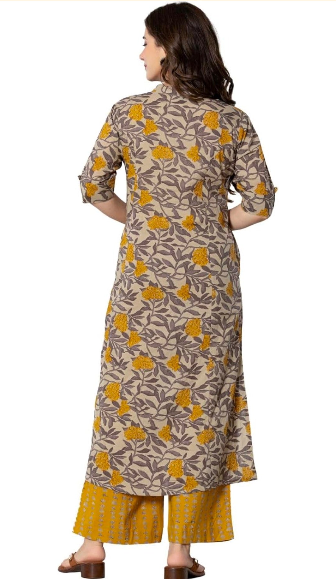 Women Cotton Printed A-Line Kurta and Palazzo Pant Set