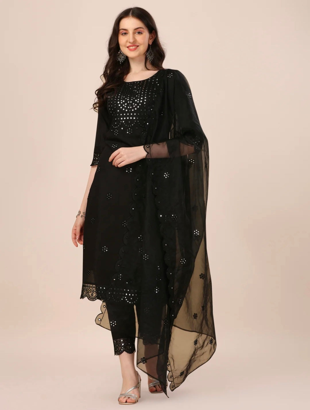Mirror Embroidered Premium Kurta with Pant and Dupatta