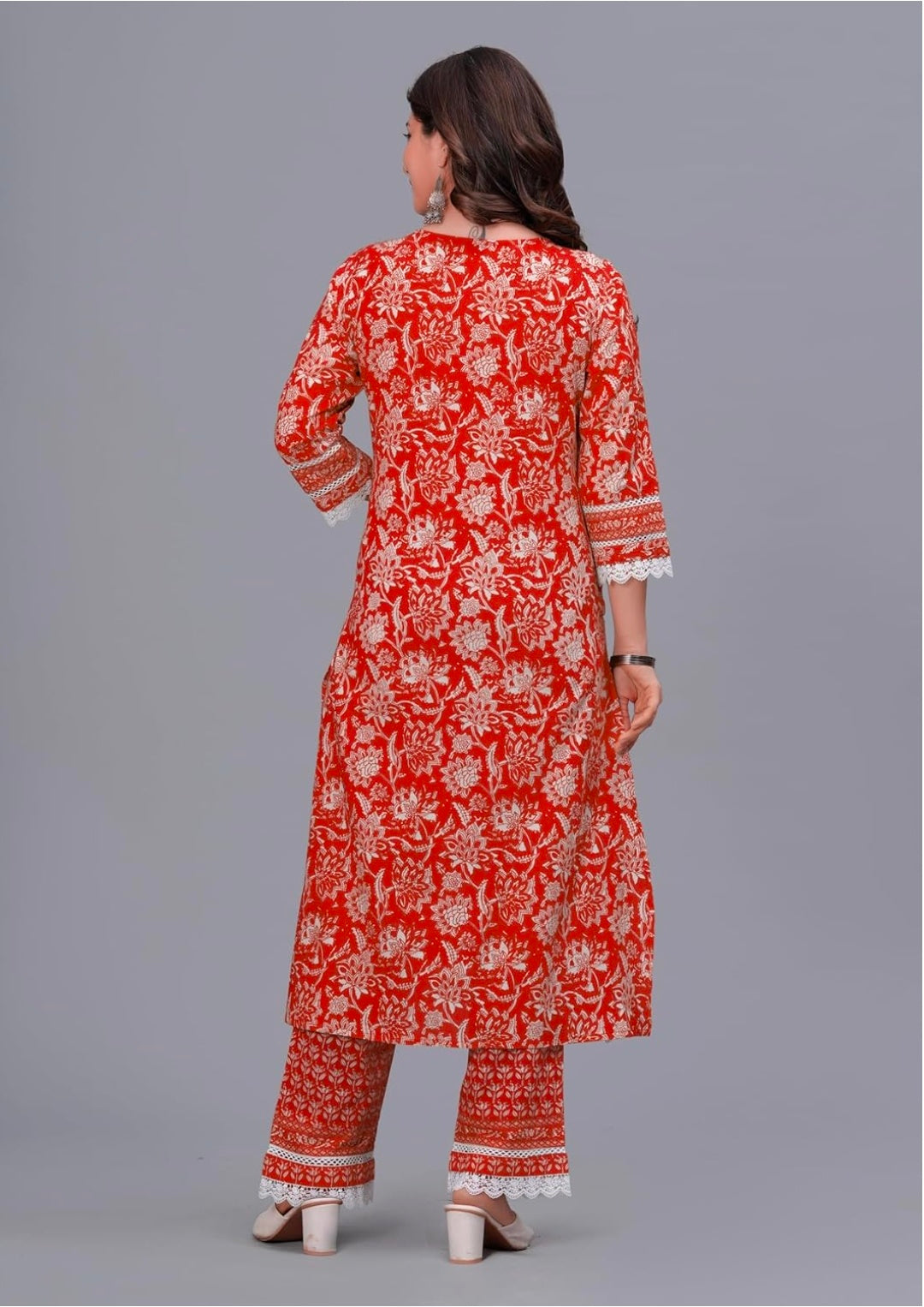 Amayra Women's Pure Cotton Printed Straight Kurta Set with Palazzo Pants & Dupatta- Ethnic Wear