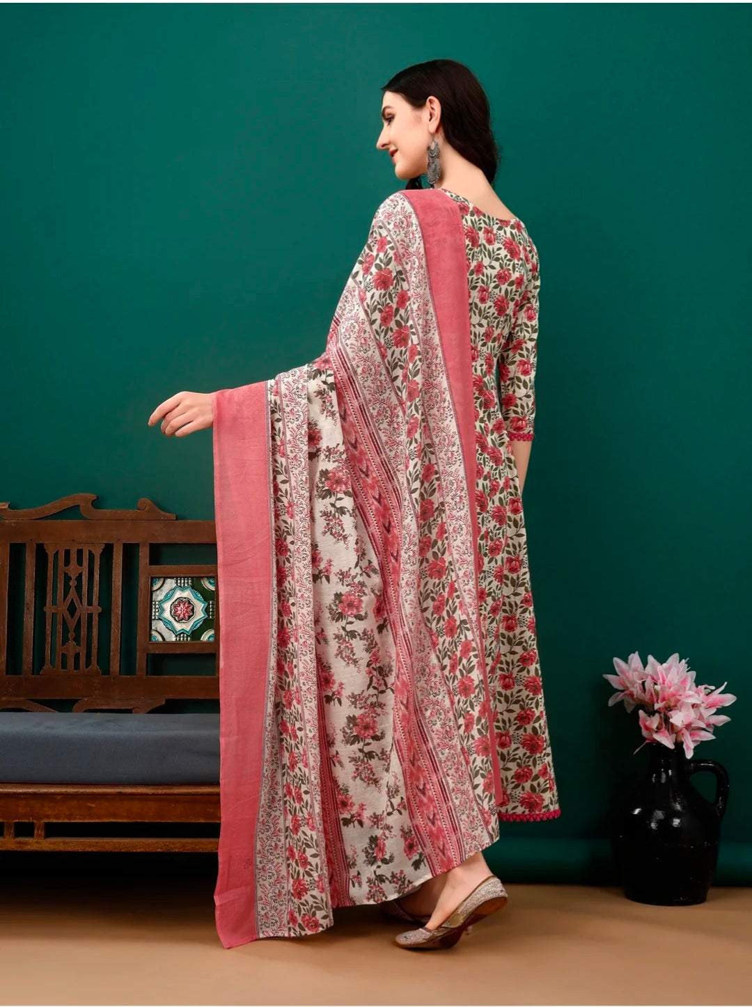 Floral Printed Anarkali Kurta with pant & dupatta luxury premium