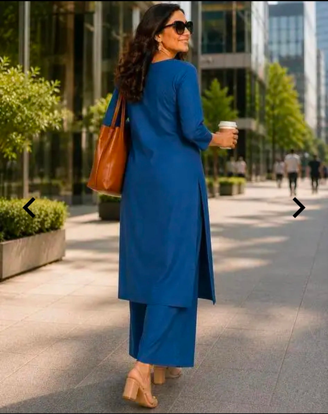 `Women's Cotton Straight Kurta Palazzo Set | Notch-Neckline Statement Embroidered