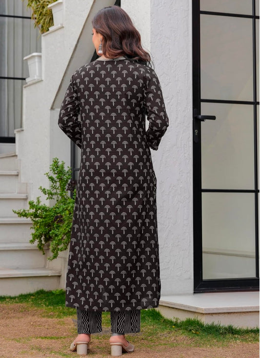 Amayra Women's Pure Cotton Printed A-Line Kurta Set with Palazzo Pants & Dupatta- Ethnic Wear