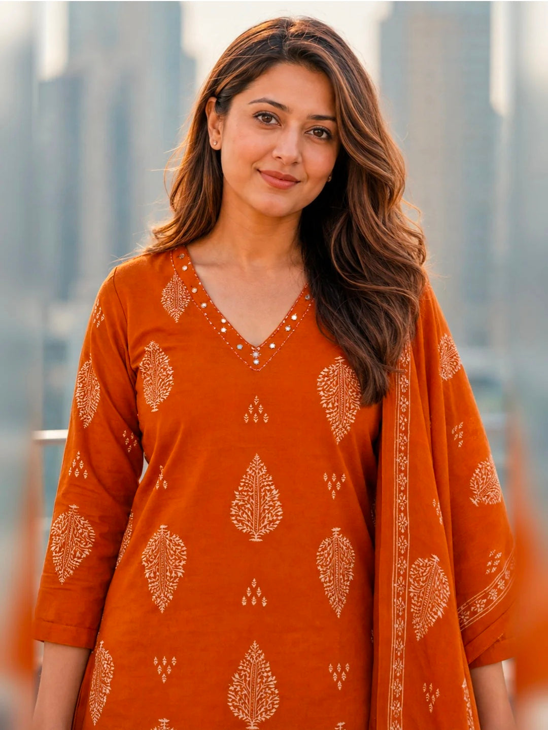 Berrylicious Women Ethnic Motifs Printed & hand Embroidered Kurta with pant & Dupatta