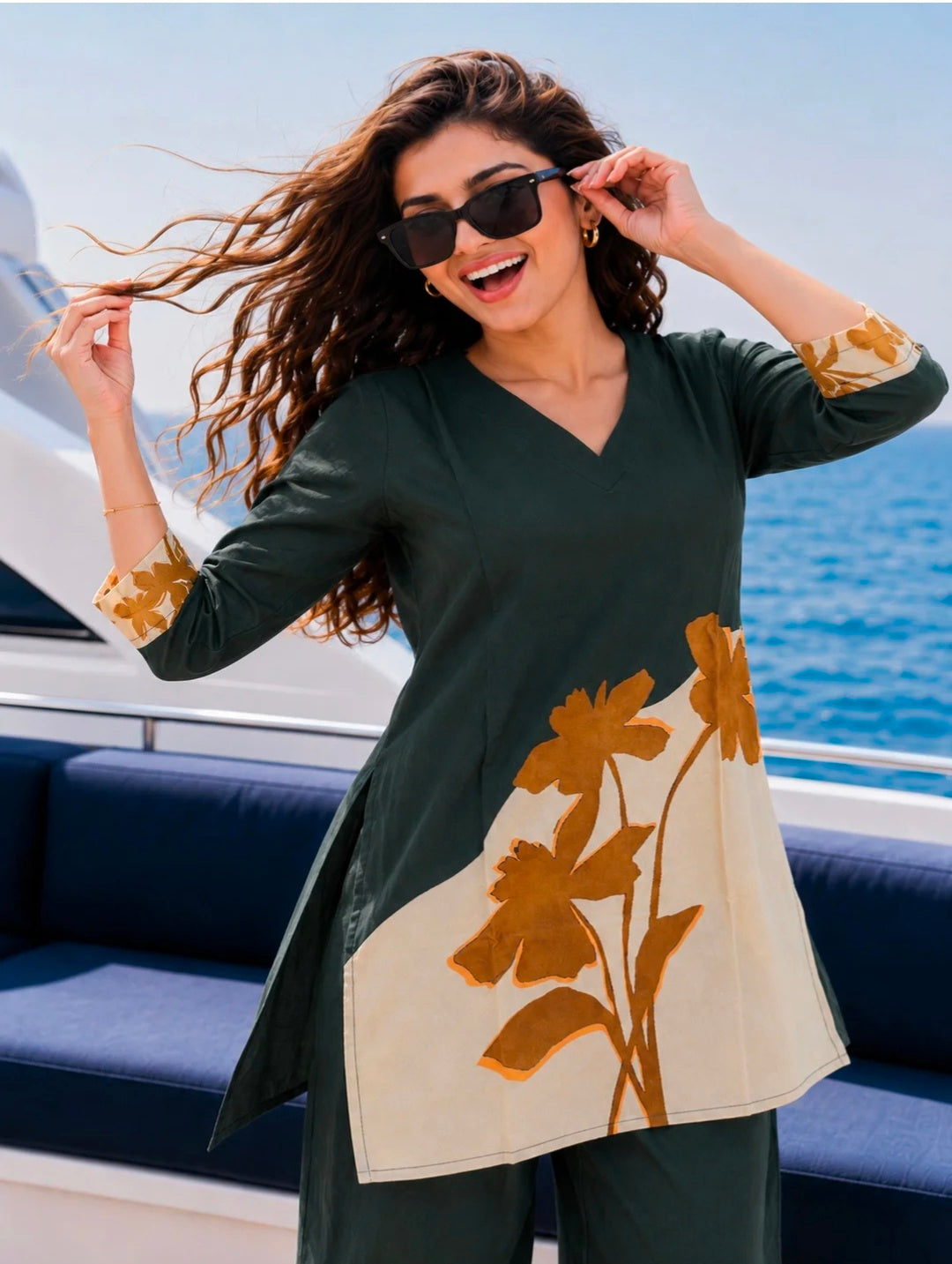 Berrylicious Women Rayon Printed Tunic with palazzo Co ords