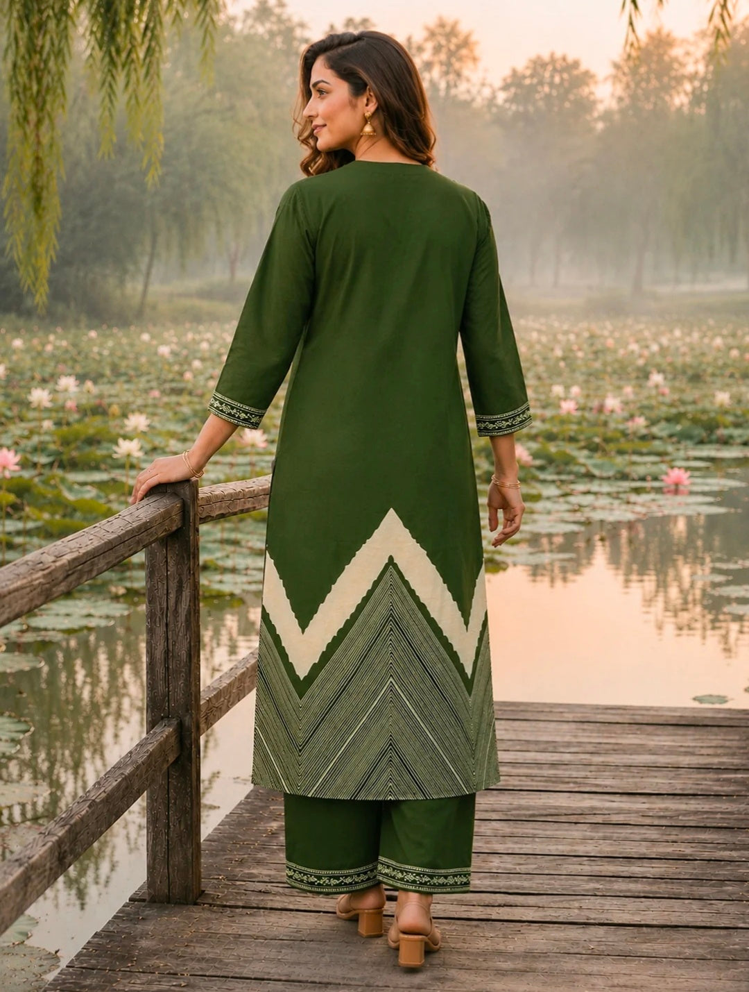 Berrylicious Women Pure Cotton  Printed & Hand Embroidered Kurta with palazzo & Dupatta