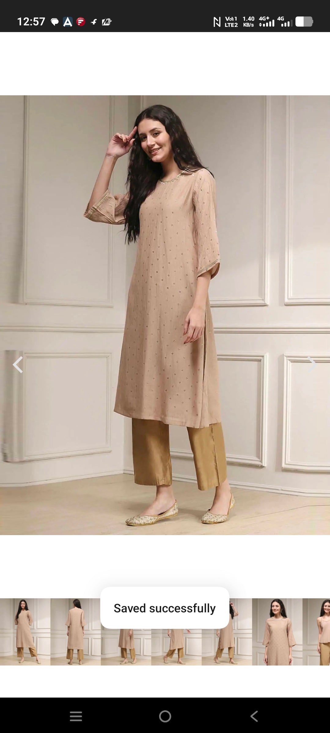 Women's Straight Fit Embellished Kurta with Inner | Round Neck