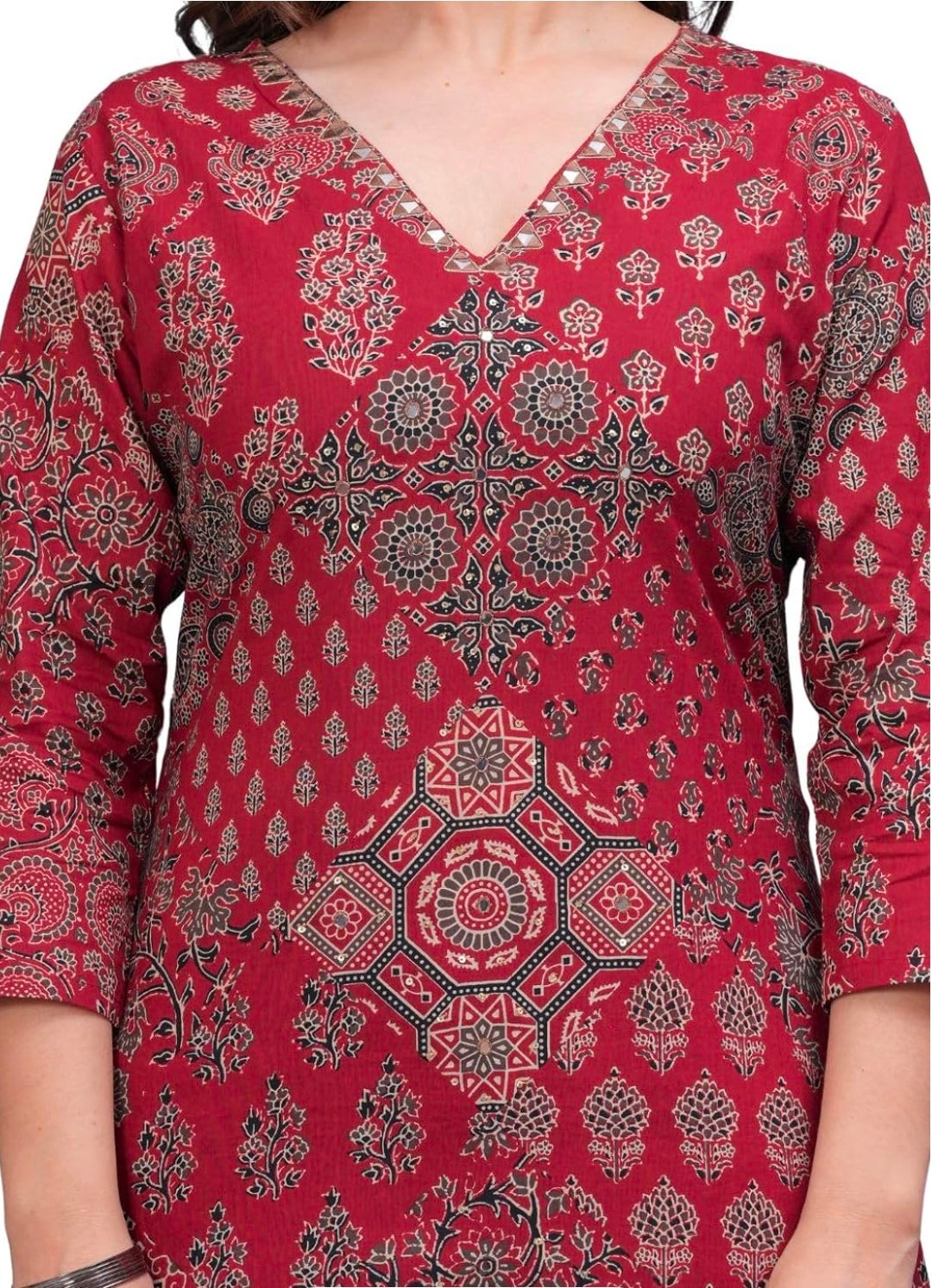 Women's Pure Cotton Printed Straight Kurta Set with Palazzo Pants