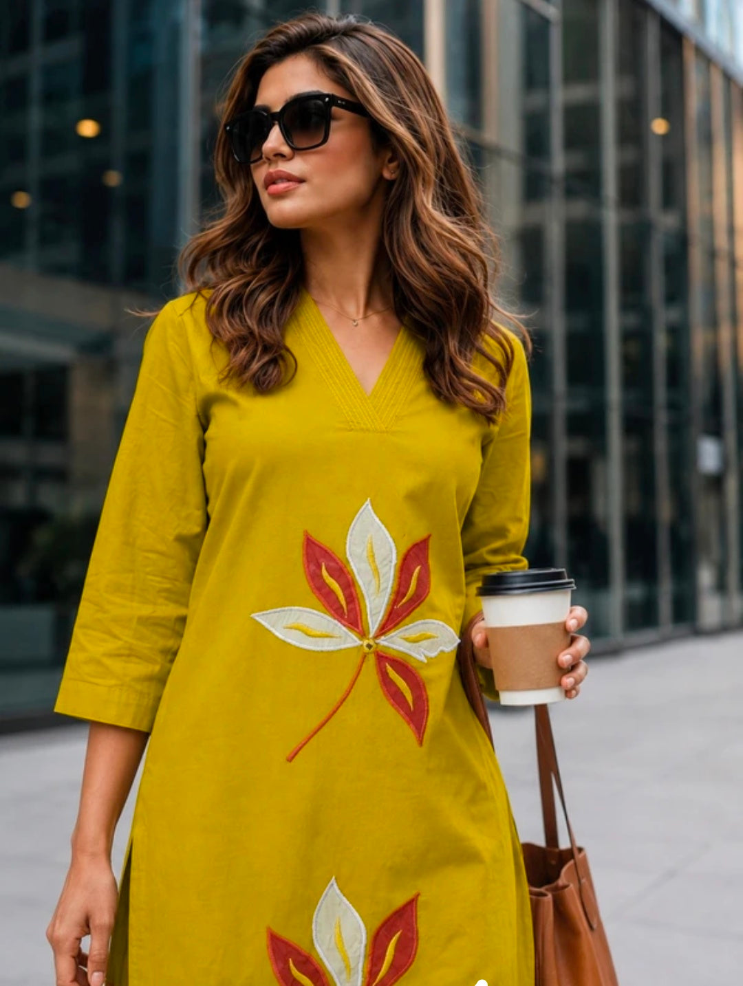 Women's Cotton Straight-Fit Kurta with V-Neck and Embroidered Palazzos Set | 2 Piece Casual Co-ord Set