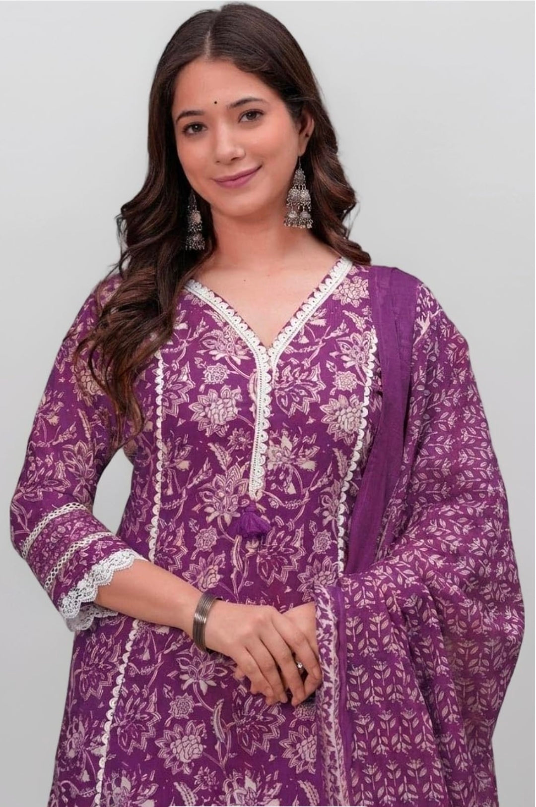 Amayra Women's Pure Cotton Printed Straight Kurta Set with Palazzo Pants & Dupatta- Ethnic Wear