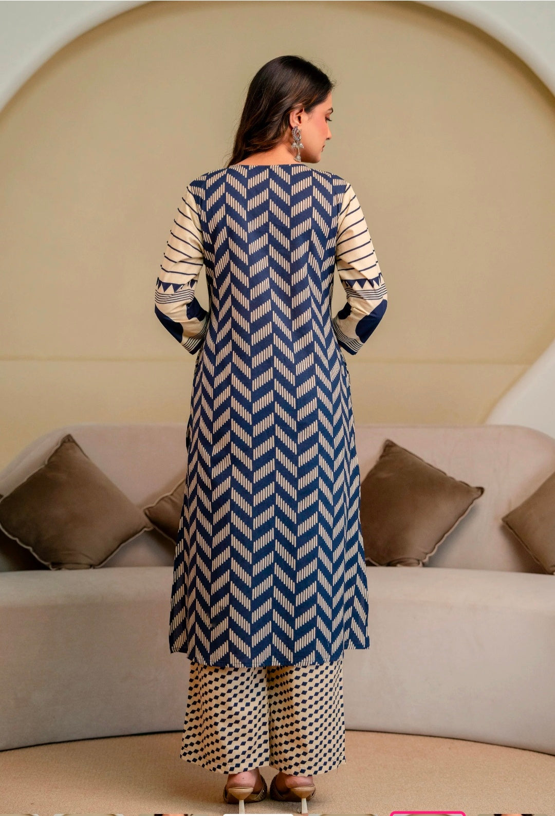 Berrylicious Women Cotton Geometric Printed Straight Kurta Set with Mirror Embroidery & Dupatta