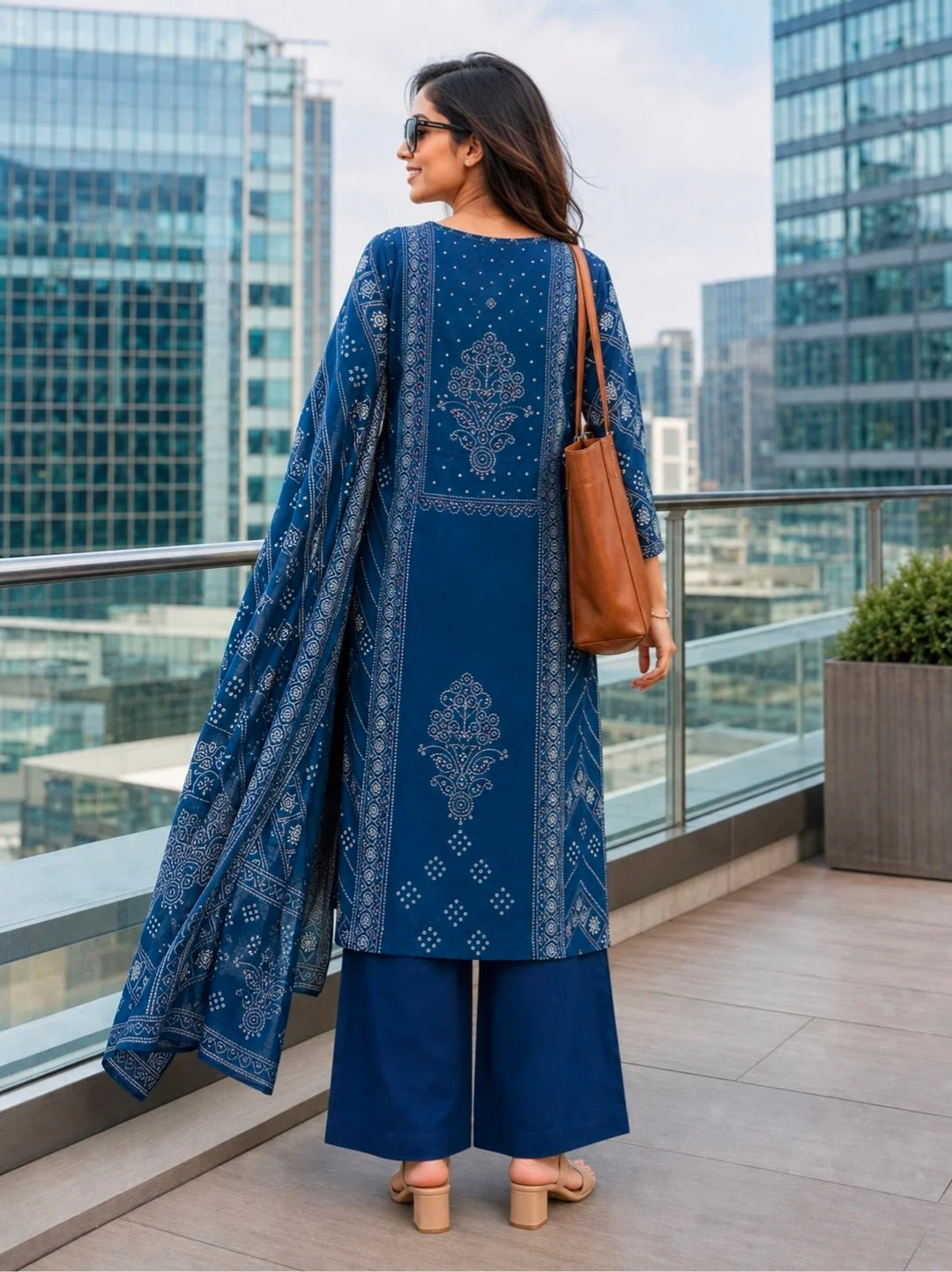 Berrylicious Women Bandhani Printed Kurta with pant & Dupatta