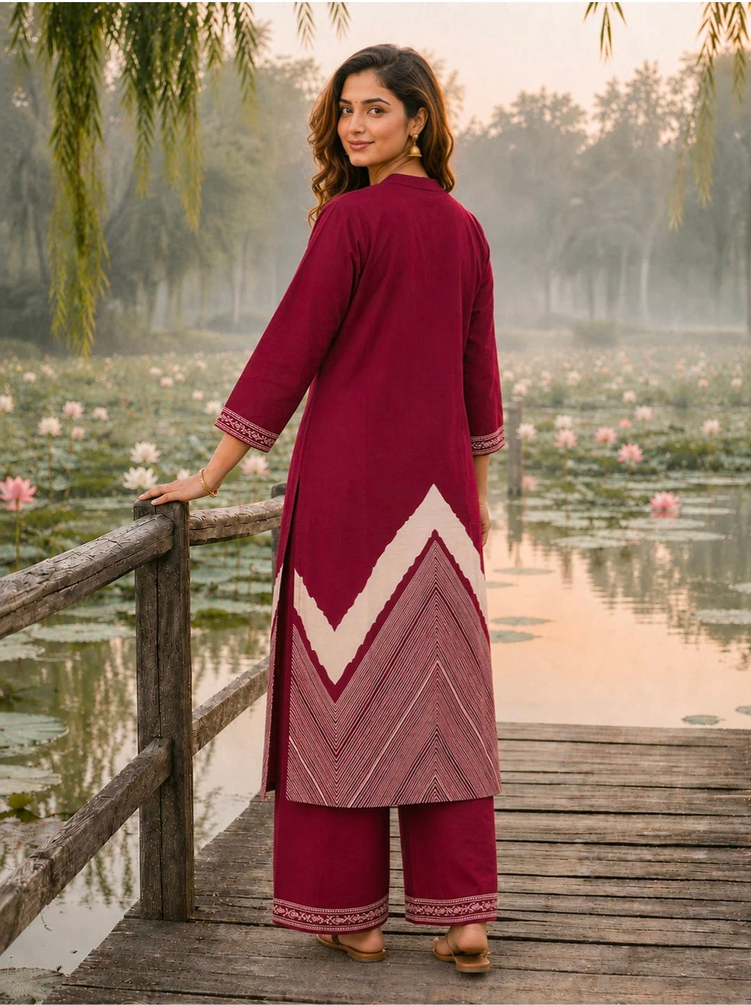 Berrylicious Women Pure Cotton  Printed & Hand Embroidered Kurta with palazzo & Dupatta