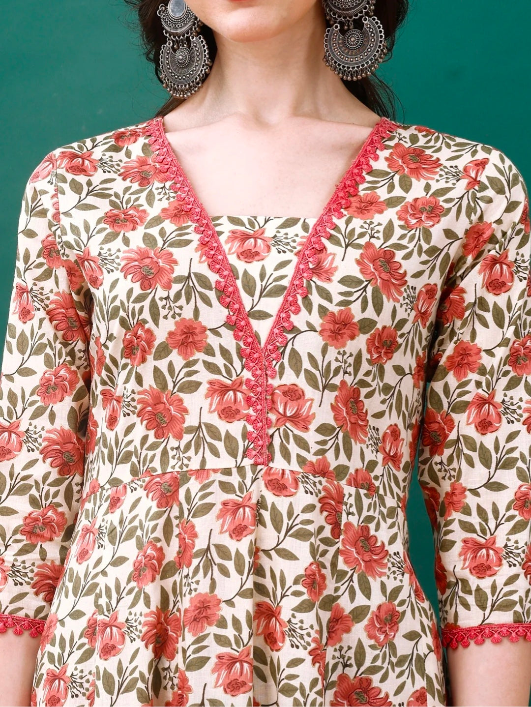 Floral Printed Anarkali Kurta with pant & dupatta luxury premium