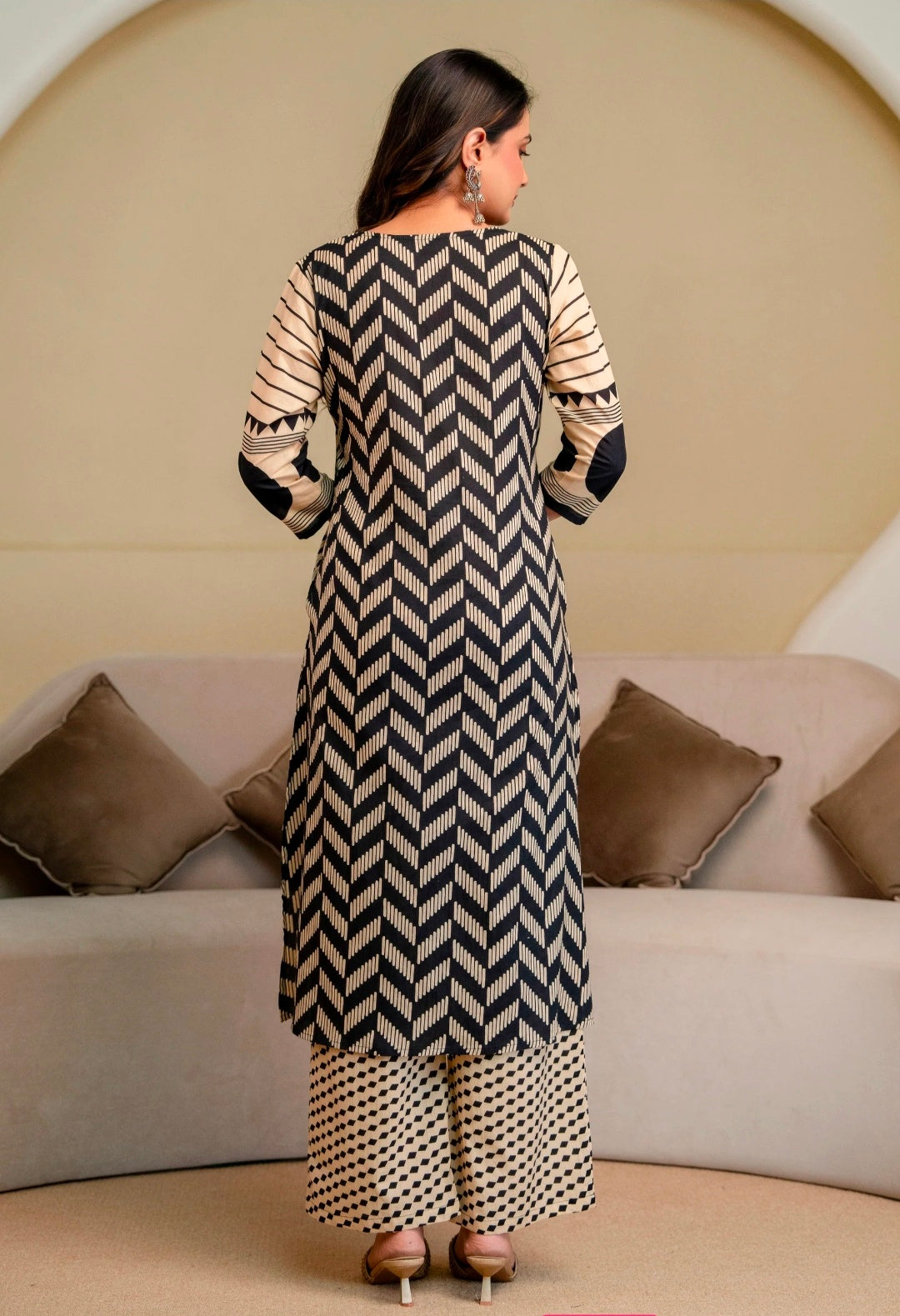 Berrylicious Women Cotton Geometric Printed Straight Kurta Set with Mirror Embroidery & Dupatta