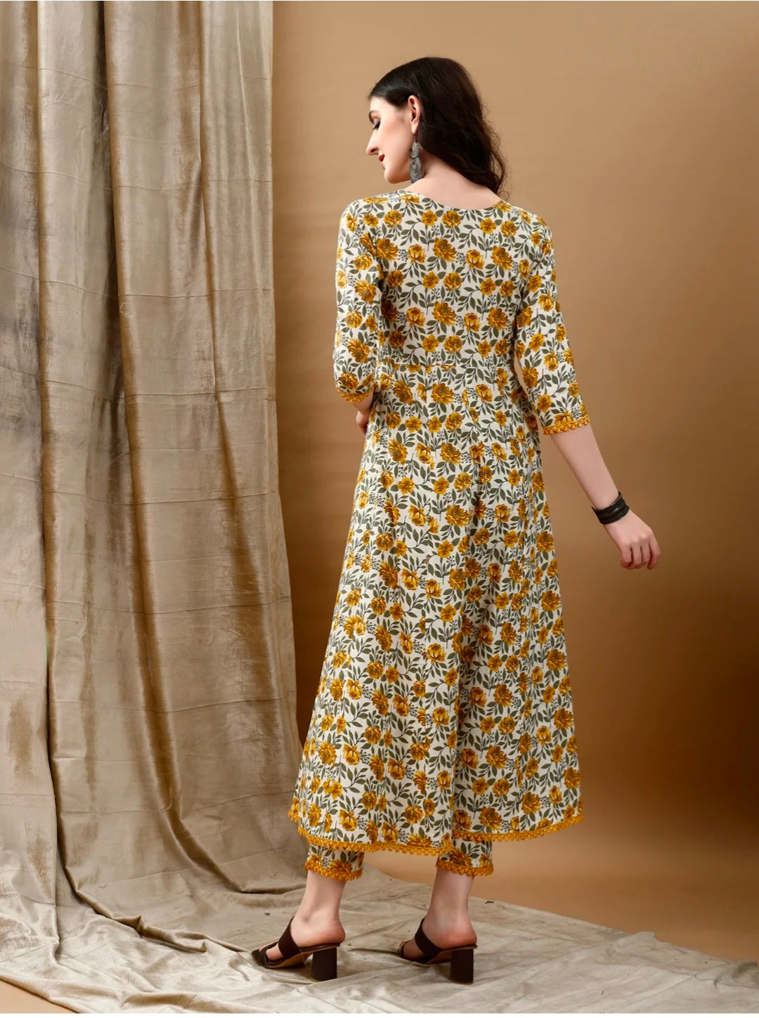 Floral Printed Anarkali Kurta with pant & dupatta luxury premium