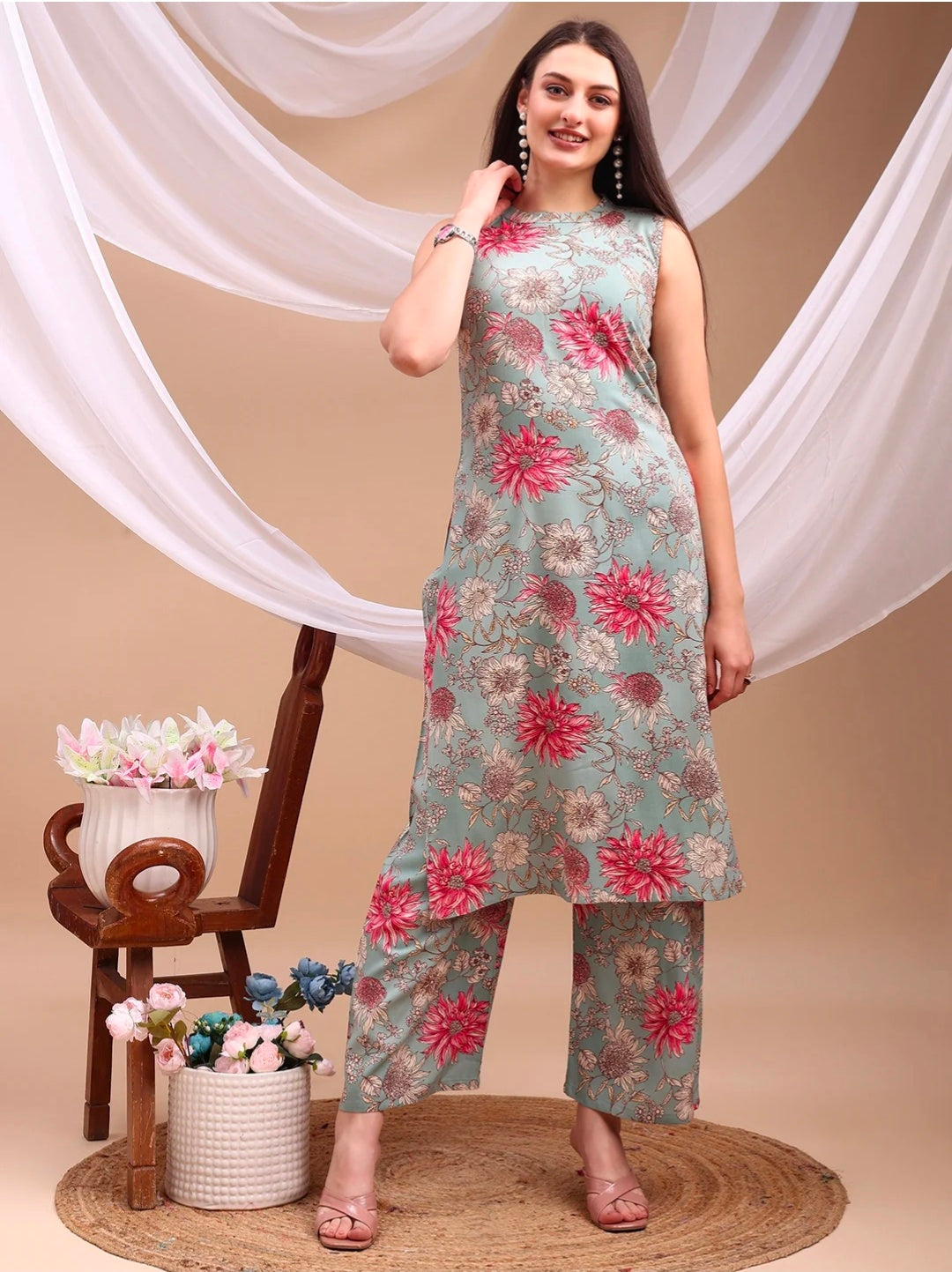 Floral printed Kurta with Palazzo Pant