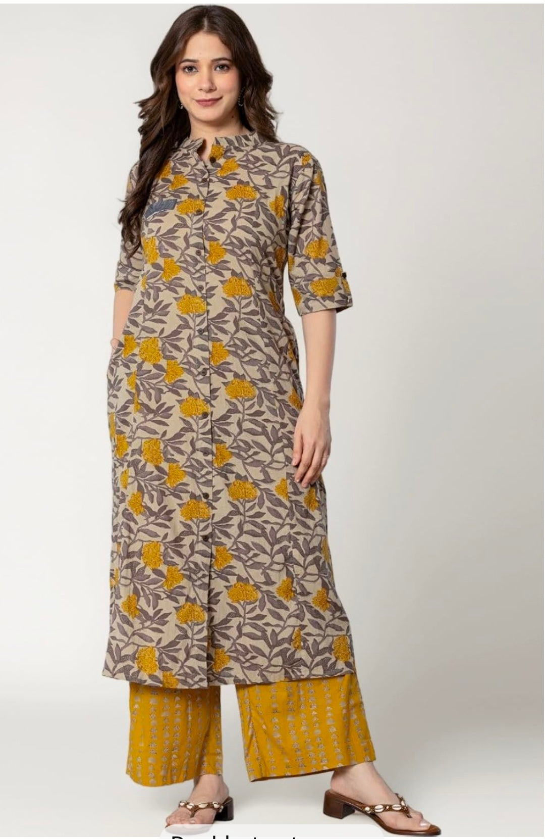 Women Cotton Printed A-Line Kurta and Palazzo Pant Set