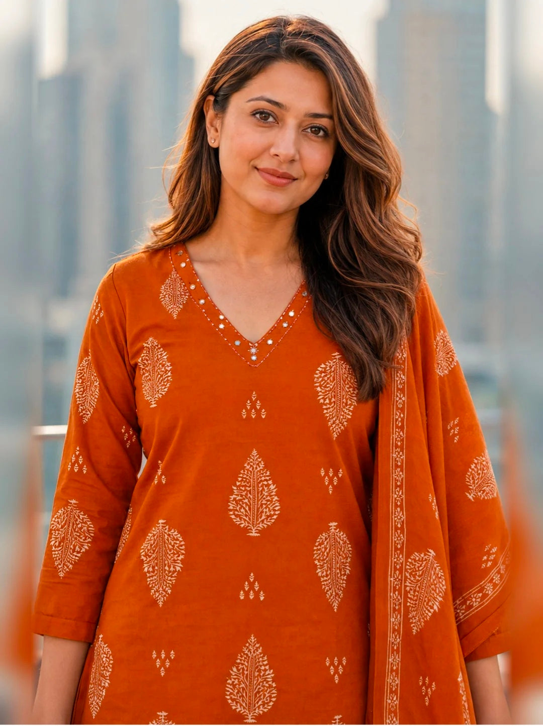 Berrylicious Women Ethnic Motifs Printed & hand Embroidered Kurta with pant & Dupatta