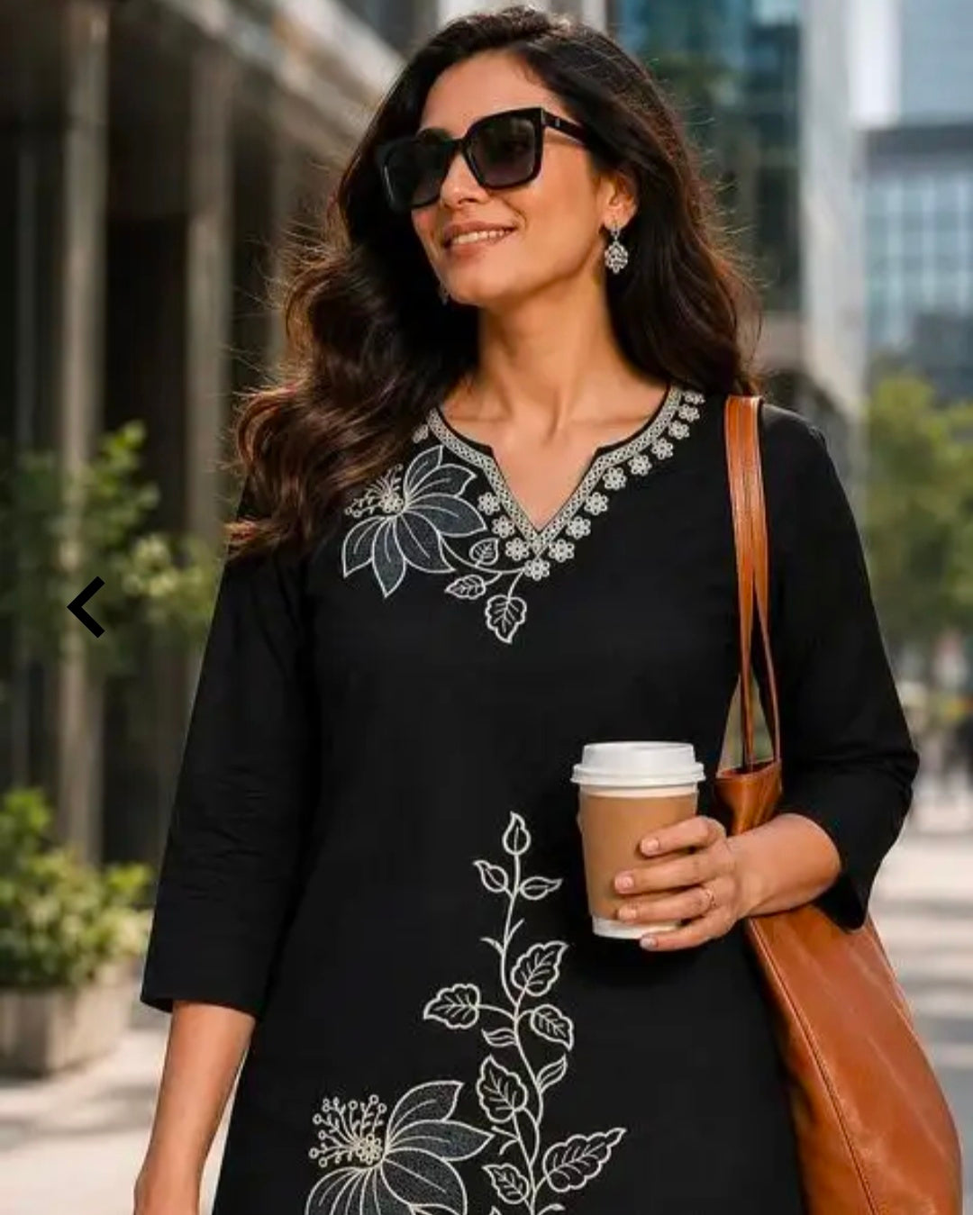 `Women's Cotton Straight Kurta Palazzo Set | Notch-Neckline Statement Embroidered